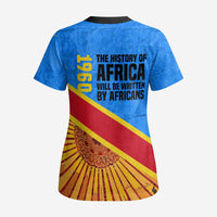 Patrice Lumumba Scrub Top with Congolese Flag Colors and African History Quote - Wonder Print Shop