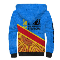 Patrice Lumumba Sherpa Hoodie with Congolese Flag Colors and African History Quote - Wonder Print Shop