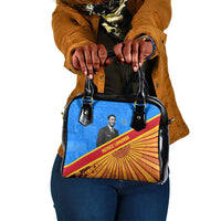 Patrice Lumumba Shoulder Handbag with Congolese Flag Colors and African History Quote - Wonder Print Shop