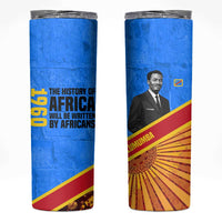 Patrice Lumumba Skinny Tumbler with Congolese Flag Colors and African History Quote - Wonder Print Shop