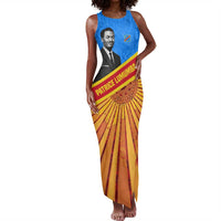 Patrice Lumumba Tank Maxi Dress with Congolese Flag Colors and African History Quote - Wonder Print Shop