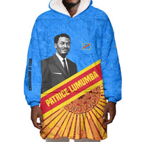 Patrice Lumumba Wearable Blanket Hoodie with Congolese Flag Colors and African History Quote - Wonder Print Shop