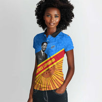 Patrice Lumumba Women Polo Shirt with Congolese Flag Colors and African History Quote - Wonder Print Shop