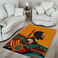 Patrice Lumumba Area Rug with Profile Portrait and Bold Africa Will Rise Statement - Wonder Print Shop
