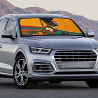 Patrice Lumumba Auto Sun Shade with Profile Portrait and Bold Africa Will Rise Statement - Wonder Print Shop