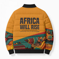 Patrice Lumumba Bomber Puffer Jacket with Profile Portrait and Bold Africa Will Rise Statement - Wonder Print Shop