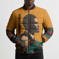 Patrice Lumumba Bomber Puffer Jacket with Profile Portrait and Bold Africa Will Rise Statement - Wonder Print Shop