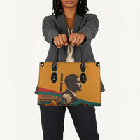 Patrice Lumumba Leather Bag with Profile Portrait and Bold Africa Will Rise Statement - Wonder Print Shop