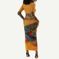 Patrice Lumumba Long Sleeve Bodycon Dress with Profile Portrait and Bold Africa Will Rise Statement - Wonder Print Shop