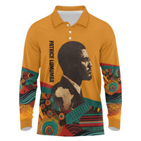Patrice Lumumba Long Sleeve Polo Shirt with Profile Portrait and Bold Africa Will Rise Statement - Wonder Print Shop