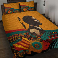 Patrice Lumumba Quilt Bed Set with Profile Portrait and Bold Africa Will Rise Statement - Wonder Print Shop