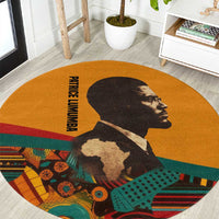 Patrice Lumumba Round Carpet with Profile Portrait and Bold Africa Will Rise Statement - Wonder Print Shop