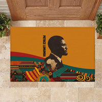 Patrice Lumumba Rubber Doormat with Profile Portrait and Bold Africa Will Rise Statement - Wonder Print Shop