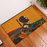 Patrice Lumumba Rubber Doormat with Profile Portrait and Bold Africa Will Rise Statement - Wonder Print Shop