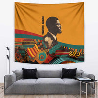Patrice Lumumba Tapestry with Profile Portrait and Bold Africa Will Rise Statement - Wonder Print Shop