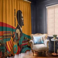 Patrice Lumumba Window Curtain with Profile Portrait and Bold Africa Will Rise Statement - Wonder Print Shop