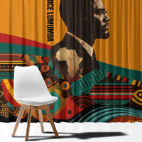 Patrice Lumumba Window Curtain with Profile Portrait and Bold Africa Will Rise Statement - Wonder Print Shop