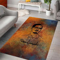 Patrice Lumumba Area Rug with Line Art Portrait and Truth Cannot Be Killed Inspirational Quote - Wonder Print Shop