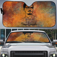 Patrice Lumumba Auto Sun Shade with Line Art Portrait and Truth Cannot Be Killed Inspirational Quote - Wonder Print Shop