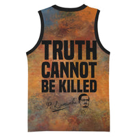 Patrice Lumumba Basketball Jersey with Line Art Portrait and Truth Cannot Be Killed Inspirational Quote - Wonder Print Shop