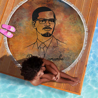 Patrice Lumumba Beach Blanket with Line Art Portrait and Truth Cannot Be Killed Inspirational Quote - Wonder Print Shop