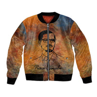 Patrice Lumumba Bomber Jacket with Line Art Portrait and Truth Cannot Be Killed Inspirational Quote - Wonder Print Shop