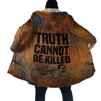 Patrice Lumumba Cloak with Line Art Portrait and Truth Cannot Be Killed Inspirational Quote - Wonder Print Shop
