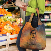 Patrice Lumumba Grocery Bag with Line Art Portrait and Truth Cannot Be Killed Inspirational Quote - Wonder Print Shop
