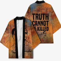 Patrice Lumumba Kimono with Line Art Portrait and Truth Cannot Be Killed Inspirational Quote - Wonder Print Shop