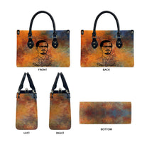 Patrice Lumumba Leather Bag with Line Art Portrait and Truth Cannot Be Killed Inspirational Quote - Wonder Print Shop