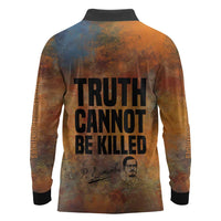 Patrice Lumumba Long Sleeve Polo Shirt with Line Art Portrait and Truth Cannot Be Killed Inspirational Quote - Wonder Print Shop