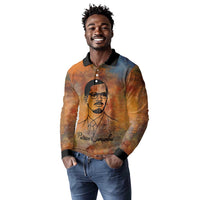 Patrice Lumumba Long Sleeve Polo Shirt with Line Art Portrait and Truth Cannot Be Killed Inspirational Quote - Wonder Print Shop