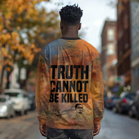 Patrice Lumumba Long Sleeve Shirt with Line Art Portrait and Truth Cannot Be Killed Inspirational Quote - Wonder Print Shop