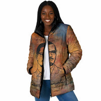 Patrice Lumumba Padded Jacket with Line Art Portrait and Truth Cannot Be Killed Inspirational Quote - Wonder Print Shop