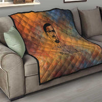 Patrice Lumumba Quilt with Line Art Portrait and Truth Cannot Be Killed Inspirational Quote - Wonder Print Shop