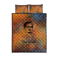 Patrice Lumumba Quilt Bed Set with Line Art Portrait and Truth Cannot Be Killed Inspirational Quote - Wonder Print Shop