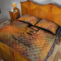 Patrice Lumumba Quilt Bed Set with Line Art Portrait and Truth Cannot Be Killed Inspirational Quote - Wonder Print Shop