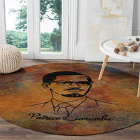 Patrice Lumumba Round Carpet with Line Art Portrait and Truth Cannot Be Killed Inspirational Quote - Wonder Print Shop