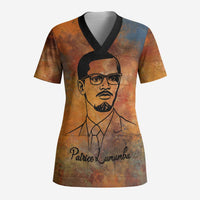 Patrice Lumumba Scrub Top with Line Art Portrait and Truth Cannot Be Killed Inspirational Quote - Wonder Print Shop