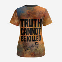Patrice Lumumba Scrub Top with Line Art Portrait and Truth Cannot Be Killed Inspirational Quote - Wonder Print Shop