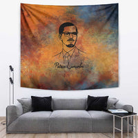 Patrice Lumumba Tapestry with Line Art Portrait and Truth Cannot Be Killed Inspirational Quote - Wonder Print Shop
