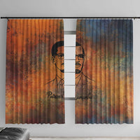 Patrice Lumumba Window Curtain with Line Art Portrait and Truth Cannot Be Killed Inspirational Quote - Wonder Print Shop
