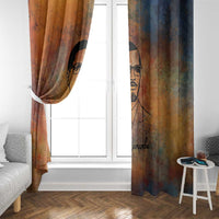Patrice Lumumba Window Curtain with Line Art Portrait and Truth Cannot Be Killed Inspirational Quote - Wonder Print Shop