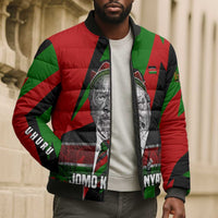 Jomo Kenyatta Bomber Puffer Jacket Patriotic Colors Design and Father of the Kenyan Nation Tribute - Wonder Print Shop