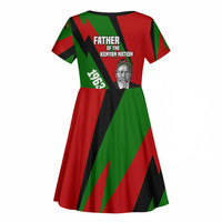 Jomo Kenyatta Kid Short Sleeve Dress Patriotic Colors Design and Father of the Kenyan Nation Tribute - Wonder Print Shop