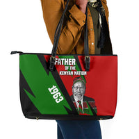 Jomo Kenyatta Leather Tote Bag Patriotic Colors Design and Father of the Kenyan Nation Tribute - Wonder Print Shop