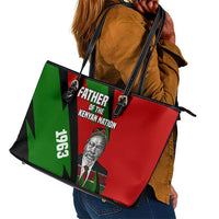 Jomo Kenyatta Leather Tote Bag Patriotic Colors Design and Father of the Kenyan Nation Tribute - Wonder Print Shop