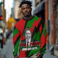 Jomo Kenyatta Long Sleeve Shirt Patriotic Colors Design and Father of the Kenyan Nation Tribute - Wonder Print Shop