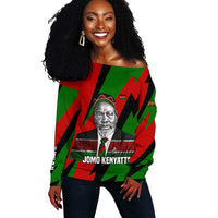 Jomo Kenyatta Off Shoulder Sweater Patriotic Colors Design and Father of the Kenyan Nation Tribute - Wonder Print Shop