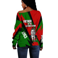 Jomo Kenyatta Off Shoulder Sweater Patriotic Colors Design and Father of the Kenyan Nation Tribute - Wonder Print Shop